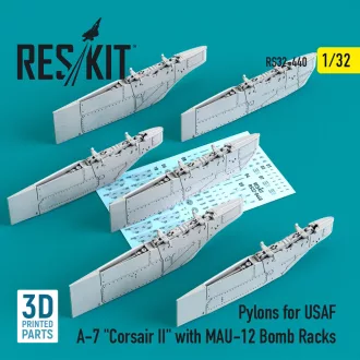   ResKit Pylons for USAF A-7 Corsair II with MAU-12 Bomb Racks (3D Printed)