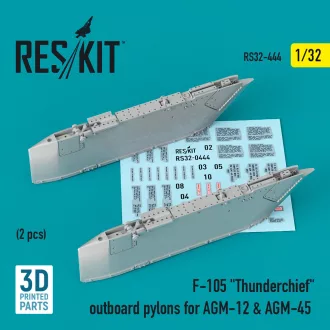   ResKit F-105 Thunderchief outboard AGM-12 & AGM-45 pylons (2 pcs) (3D Printed)