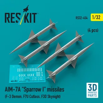   ResKit AIM-7A Sparrow I missiles (4 pcs) (F-3 Demon, F7U Cutlass, F3D Skynight) (3D Printed)