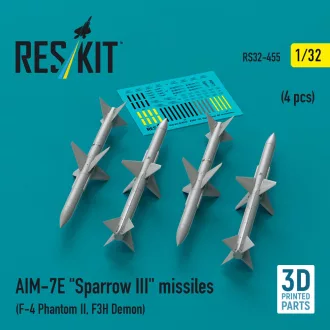   ResKit AIM-7E Sparrow III missiles (4 pcs) (F-4 Phantom II, F3H Demon) (3D Printed)
