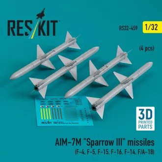   ResKit AIM-7M Sparrow III missiles (4 pcs ) (F-4, F-5, F-15, F-16, F-14, F/A-18) (3D Printed)
