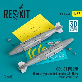   ResKit GBU-31 (V) 2/B thermally protected bombs U.S. Navy (2 pcs) (F/A-18, AV-8B, F-14D) (3D Printed)