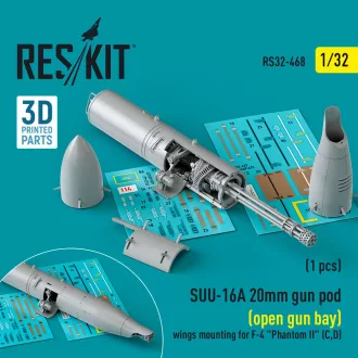   ResKit SUU-16A 20mm gun pod (open gun bay) wings mounting for F-4 Phantom II (C,D) (1 pcs) (3D Printed)