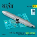 ResKit SUU-16A 20mm gun pod (open gun bay) wings mounting for F-4 Phantom II (C,D) (1 pcs) (3D Printed)