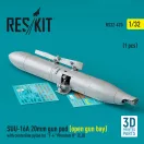 ResKit SUU-16A 20mm gun pod (open gun bay) with centerline pylon for F-4 Phantom II (C,D) (1 pcs) (3D Printed)