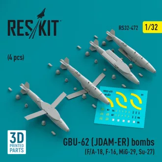   ResKit GBU-62 (JDAM-ER) bombs (4 pcs) (F/A-18, F-16, MiG-29, Su-27) (3D Printed)