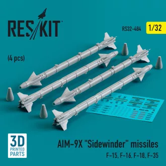  ResKit AIM-9X Sidewinder missiles (4 pcs) (F-15, F-16, F-18, F-35) (3D Printed)