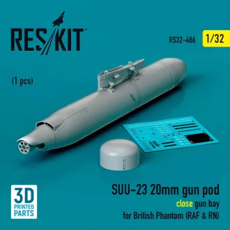   ResKit SUU-23 20mm gun pod (close gun bay) for British Phantom (RAF & RN) (1 pcs) (3D Printed)