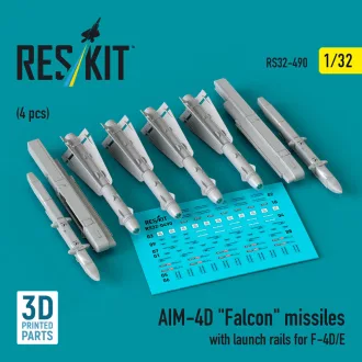   ResKit AIM-4D Falcon missiles with launch rails for F-4D/E (4 pcs) (3D Printed)