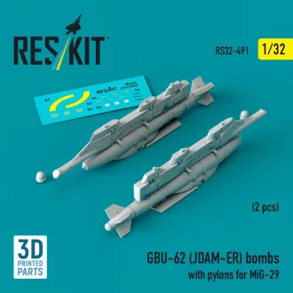   ResKit GBU-62 (JDAM-ER) bombs with pylons for MiG-29 (2 pcs) (3D Printed)