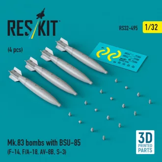   ResKit Mk.83 bombs with BSU-85 (4 pcs) (F-14, F/A-18, AV-8B, S-3) (3D printed)