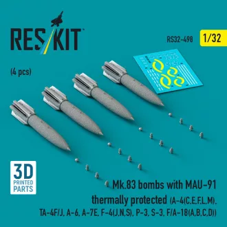   ResKit Mk.83 bombs with MAU-91 thermally protected (4 pcs) (A-4(C,E,F,L,M), TA-4F/J, A-6, A-7E, F-4(J,N,S), P-3, S-3, F/A-18(A,B,C,D)) (3D printed)