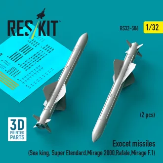   ResKit Exocet missiles (2 pcs) (Sea King, Super Etendard, Mirage 2000, Rafale, Mirage F.1) (3D Printed)