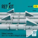ResKit Python 3 missiles (4 pcs) (Kfir, F-15, F-16, MiG-21, Mirage F.1, JF-17, FC-1) (3D Printed)