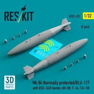   ResKit Mk.84 thermally protected/BLU-117 with BSU-36/B bombs (2 pcs) (AV-8B, F-14, F/A-18) (3D Printed)