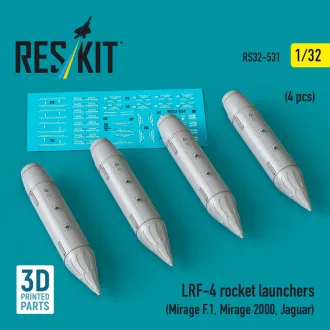   ResKit LRF-4 rocket launchers (4 pcs) (Mirage F.1, Mirage 2000, Jaguar) (3D Printed)