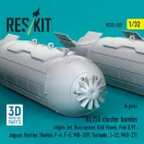 ResKit BL755 cluster bombs (4 pcs) (Alpfa Jet, Buccaneer, BAE Hawk, Fiat G.91, Jaguar, Harrier, Hunter, F-4, F-5, MB-339, Tornado, J-22, MiG-27) (3D Printed)