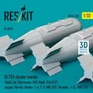 ResKit BL755 cluster bombs (4 pcs) (Alpfa Jet, Buccaneer, BAE Hawk, Fiat G.91, Jaguar, Harrier, Hunter, F-4, F-5, MB-339, Tornado, J-22, MiG-27) (3D Printed)