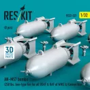 ResKit AN-M57 bombs (250 lbs, box-type fin) for all USAF & RAF of WW2 & Korean War (8 pcs) (3D Printed)