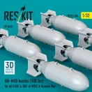 ResKit AN-M58 bombs (500 lbs) for all USAF & RAF of WW2 & Korean War (6 pcs) (3D Printed)