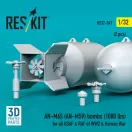 ResKit AN-M65 (AN-M59) bombs (1000 lbs) for all USAF & RAF of WW2 & Korean War (2 pcs) (3D Printed)