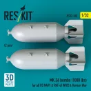 ResKit MK.36 bombs (1000 lbs) for all US NAVY & RAF of WW2 & Korean War (2 pcs) (3D Printed)