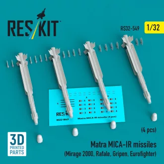   ResKit Matra MICA-IR missiles (4 pcs) (Mirage 2000, Rafale, Gripen, Eurofighter) (3D Printed)