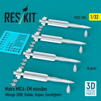   ResKit Matra MICA-EM missiles (4 pcs) (Mirage 2000, Rafale, Gripen, Eurofighter) (3D Printed)