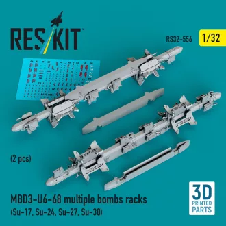   ResKit MBD3-U6-68 multiple bombs racks (2 pcs) (Su-17, Su-24, Su-27, Su-30) (3D Printed)