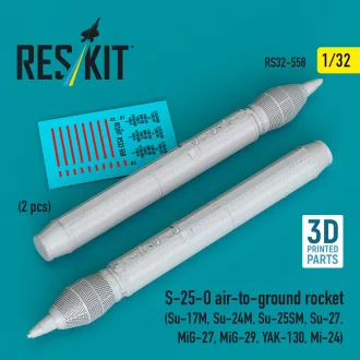   ResKit S-25-O air-to-ground rocket (2 pcs) (Su-17M, Su-24M, Su-25SM, Su-27, MiG-27, MiG-29, YAK-130, Mi-24) (3D Printed)
