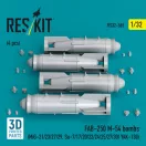ResKit FAB-250 ?-54 bombs (4 pcs) (MiG-21/23/27/29, Su-7/17/20/22/24/25/27/30/ YAK-130) (3D Printed)