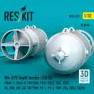 ResKit Mk-XVII Depth bombs (350 lb) (4 pcs) (PB4Y-1, PB4Y-2, PBY/PBN, PB2Y, SB2C, SOC, SO3C, SC, SBD, JRF, J4F, TBF/TBM, PV-1, PV-2, PBM, PBJ, OS2U, SB2U) (3D Printed)