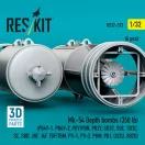 ResKit Mk-54 Depth bombs (350 lb) (4 pcs) (PB4Y-1, PB4Y-2, PBY/PBN, PB2Y, SB2C, SOC, SO3C, SC, SBD, JRF, J4F, TBF/TBM, PV-1, PV-2, PBM, PBJ, OS2U, SB2U) (3D Printed)
