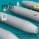 ResKit BLU-1A (750 lb) napalm bombs (4 pcs) (A-1, A-4, A-7, A-26K, B-57, F-100) (3D Printed)