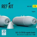 ResKit BLU-1A (750 lb) napalm bombs (4 pcs) (A-1, A-4, A-7, A-26K, B-57, F-100) (3D Printed)