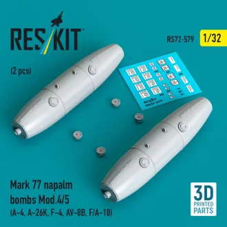   ResKit Mark 77 napalm bombs Mod.4/5 (2 pcs) (A-4, A-26K, F-4, AV-8B, F/A-18) (3D Printed)