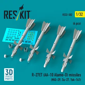   ResKit R-27ET (AA-10 Alamo-D) missiles (4 pcs) (MiG-29, Su-27, Yak-141) (3D Printed)