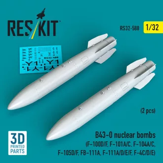   ResKit B43-0 nuclear bombs (2 pcs) (F-100D/F, F-101A/C, F-104A/C, F-105D/F, FB-111A, F-111A/D/E/F, F-4C/D/E) (3D Printed)
