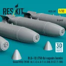ResKit BLU-1B (750 lb) napalm bombs finned MXU-393/B (4 pcs) (A-1, A-4, A-7, A-26K, B-57, F-100) (3D Printed)