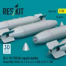 ResKit BLU-1B (750 lb) napalm bombs finned MXU-393/B (4 pcs) (A-1, A-4, A-7, A-26K, B-57, F-100) (3D Printed)