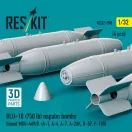 ResKit BLU-1B (750 lb) napalm bombs finned MXU-469/B (4 pcs) (A-1, A-4, A-7, A-26K, B-57, F-100) (3D Printed)