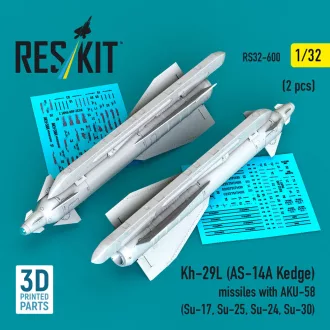   ResKit Kh-29L (AS-14A Kedge) missiles with AKU-58 (2 pcs) (Su-17, Su-25, Su-24, Su-30) (3D Printed)