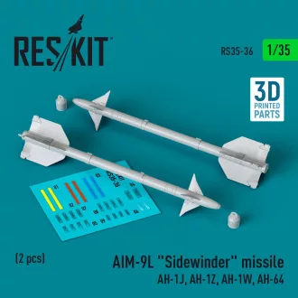   ResKit AIM-9L Sidewinder missile (AH-1J, AH-1Z, AH-1W, AH-64) (2 pcs) (3D Printed)