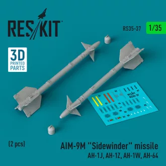   ResKit AIM-9M Sidewinder missile (AH-1J, AH-1Z, AH-1W, AH-64) (2 pcs) (3D Printed)