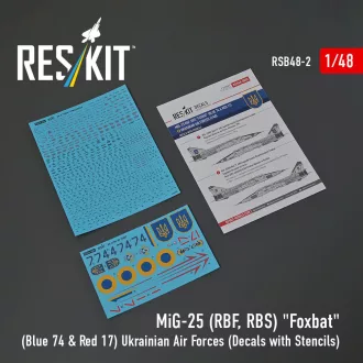   ResKit MiG-25RBF, RBS Foxbat (Blue 74 & Red 17) Ukrainian Air Forces (Decals with Stencils)