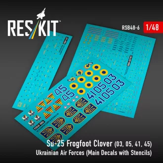   ResKit Su-25 Frogfoot Clover (BLUE 03, 05, 41, 45) Ukrainian Air Forces (Main Decals with Stencils)(1/48)