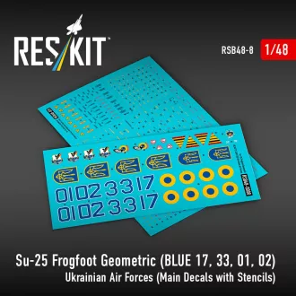   ResKit Su-25 Frogfoot Geometric (BLUE 17, 33, 01, 02) Ukrainian Air Forces (Main Decals with Stencils)(1/48)
