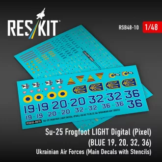   ResKit Su-25 Frogfoot LIGHT Digital (Pixel) (BLUE 19, 20, 32, 36) Ukrainian Air Forces (Main Decals with Stencils)