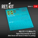 ResKit MiG-29 9-13 (White 57) Digital (Pixel) Ukrainian Air Forces (Main Decals with Stencils & Masks for painting 4 pcs)