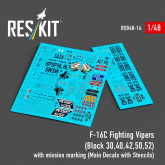   ResKit F-16C Fighting Vipers (Block 30,40,42,50,52) with mission marking (Main Decals with Stencils)